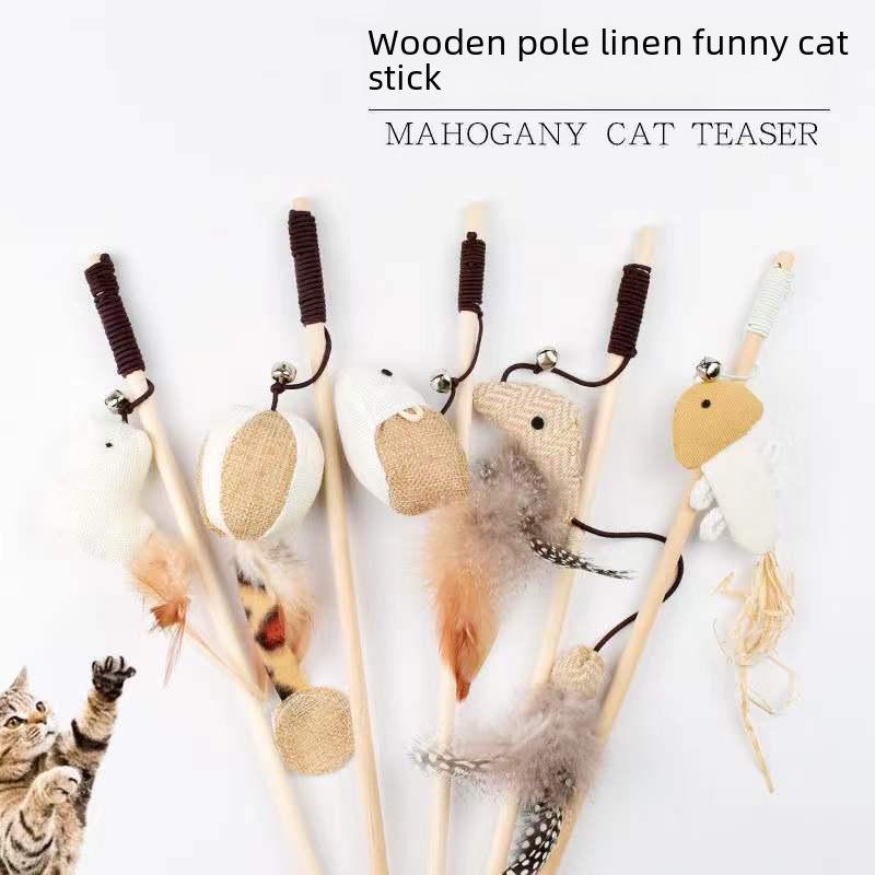 Feather Cat Toy Stick with Mint Ball and Colorful Mouse - Self-entertainment Cat Toy Supply