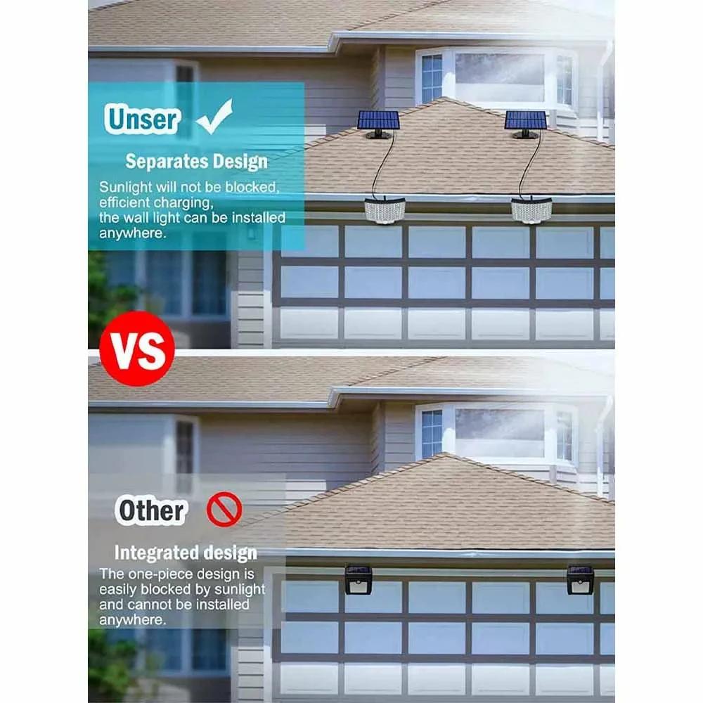 106 LED Solar Motion Light Outdoor Separate Panel Solar Flood Lights 4 Working Modes for Garden Garage Waterproof Wall Lights