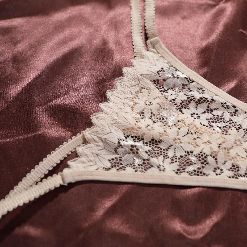 Low Waist Lace Flower Briefs Mesh T-Back Panties Comfortable Lace Thong Women  Daily Wear