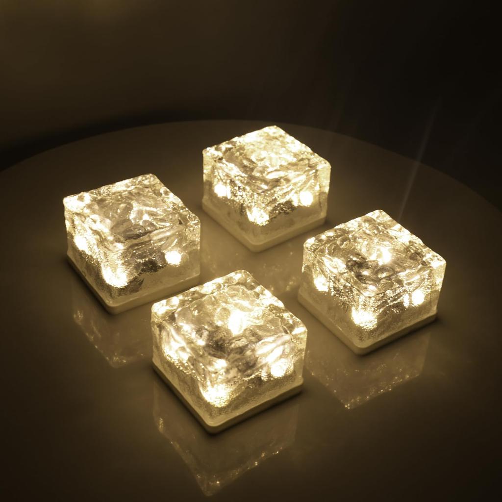 GWSOLAR Solar Set of Recessed Garden New Patterned Glass Creates a Magical Champagne Gold Ornamental 7cm 4 Automatic Perfect for and GW Model 4