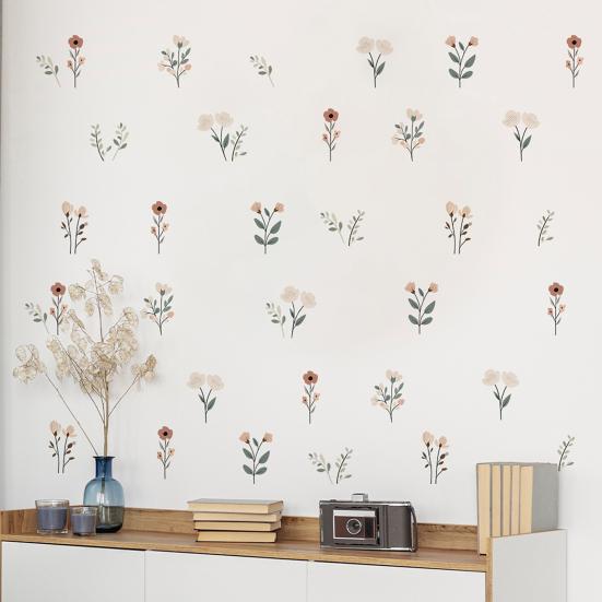 6 Stück bemalte florale Wandaufkleber, abnehmbar selbstklebend DIY wasserdichte Wandtattoos, repositionierbare Blätter Heimdeko für Schlafzimmer Wohnzimmer Kinder