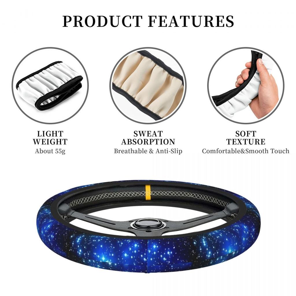 NEW Car Steering Wheel Cover Without Inner Ring, Breathable and Anti-slip, Blue Starry Sky Girl Steering Wheel Cover
