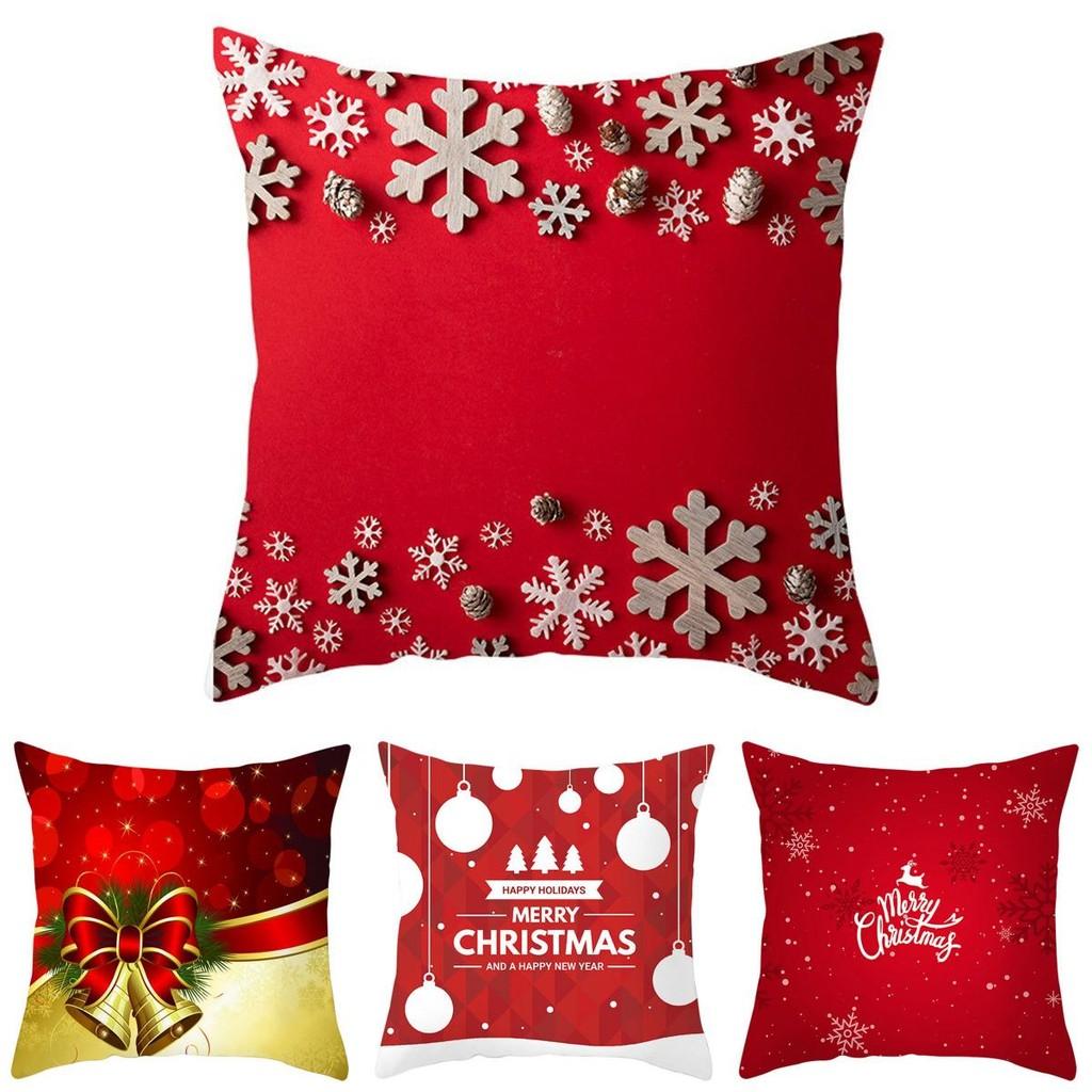 Christmas Pillow Red Case Throw Cushion Cover Pillowcase Xmas Sofa Home Decor