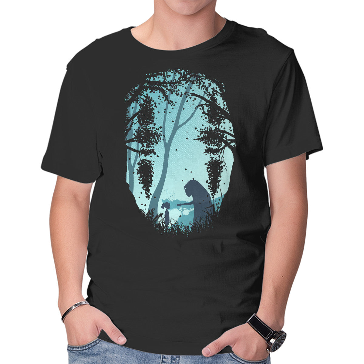 Unisex Crew Neck T-Shirt Lonely Spirit Graphic Short Sleeve Casual Tee L