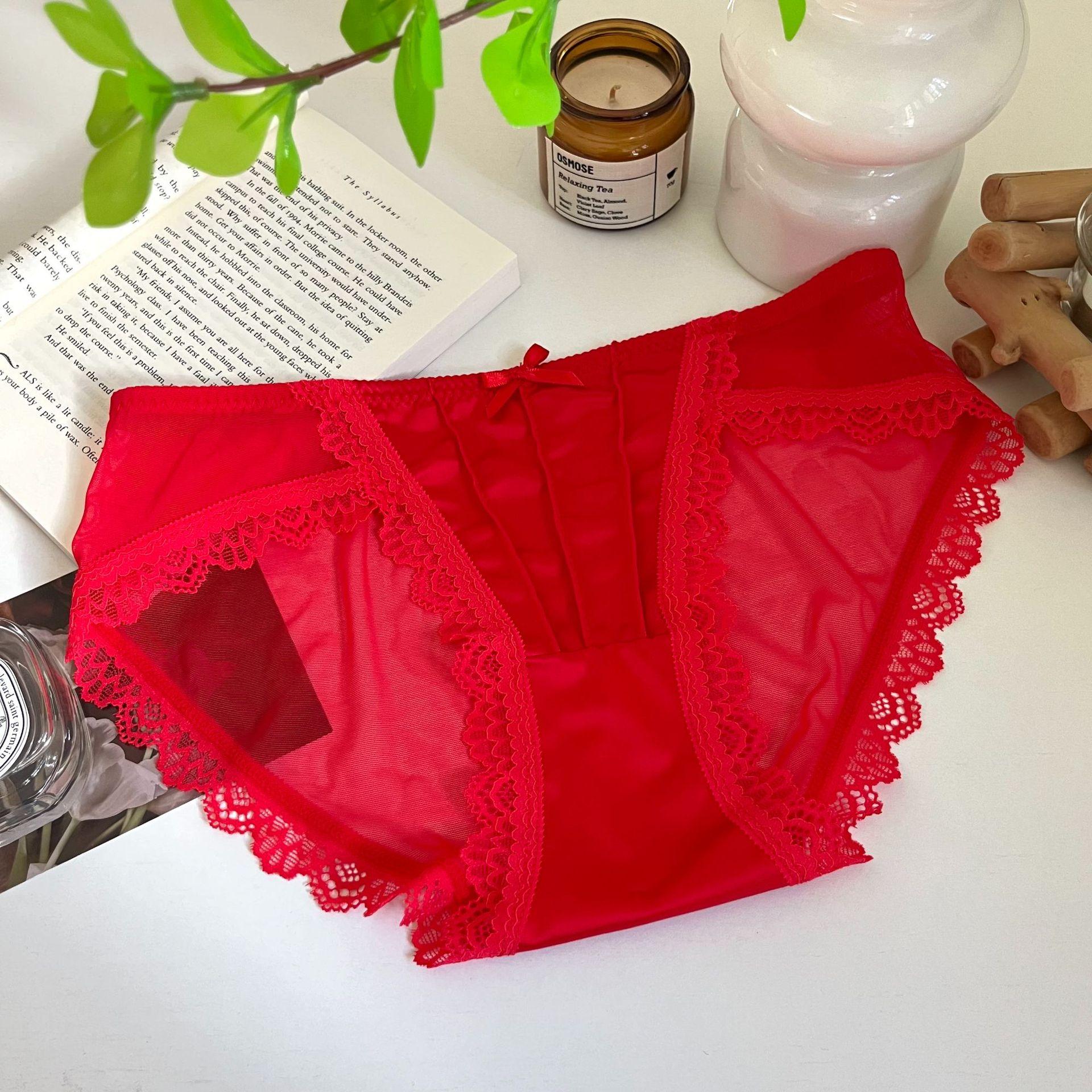 

Винтажные атласные трусы женское нижнее белье сексуальные трусики сплошные кружевные трусы средней посадки женские сетчатые тонкие трусики M красный