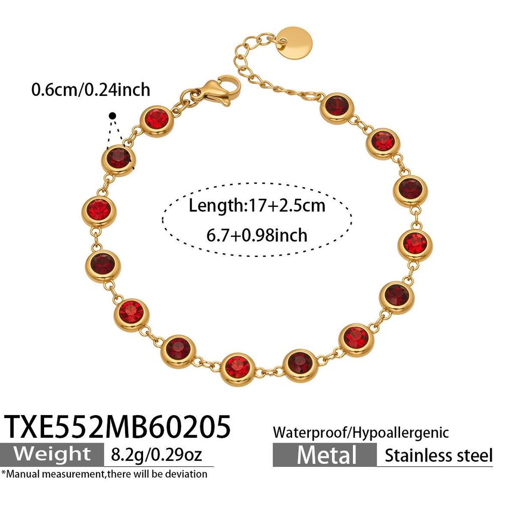 Elegantes Armband- und Halskettenset aus 5A-Zirkonia-Edelstahl mit farbigen Diamantquasten-Ohrringen