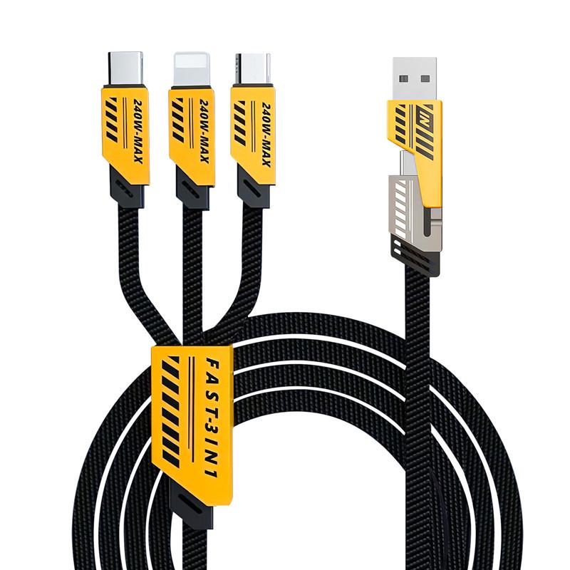 6-in-1 Fast Charging Cable for iPhone, Android, and Type-C Devices