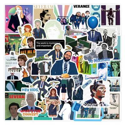 55-Pack Cartoon Severance Life Waterproof Stickers for Journals, Water Bottles, and Laptops