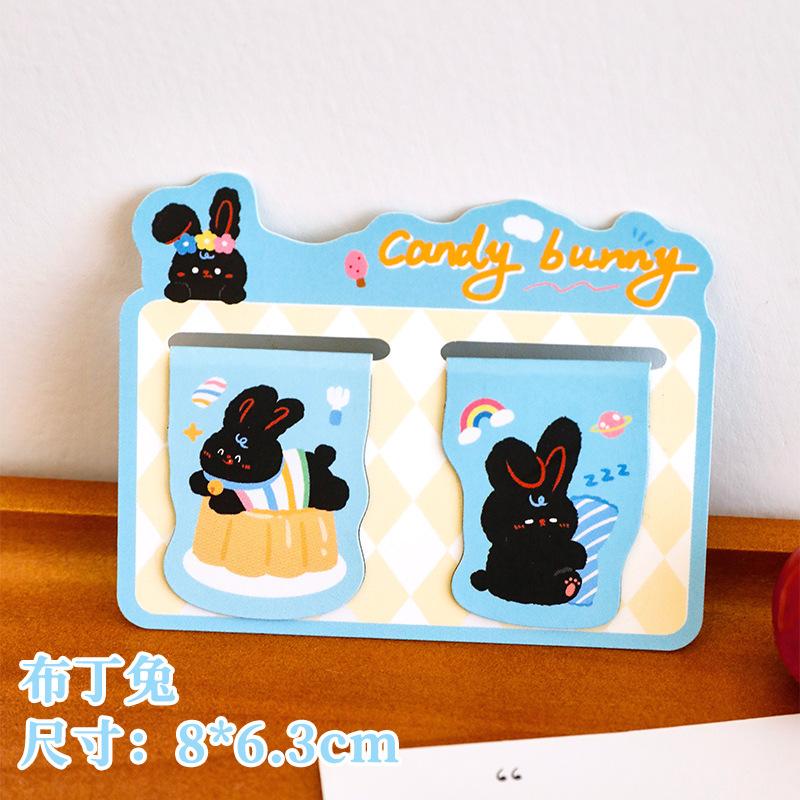 

Cute Brown Sugar Rabbit Magnetic Bookmark Student Cartoon Double Reading Book Folder Girl Heart Black Rabbit Stationery Bookmark