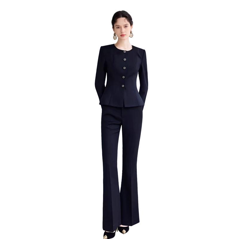 Women's Black Slim Fit Retro Workwear Suit: Spring & Autumn Professional OL Set