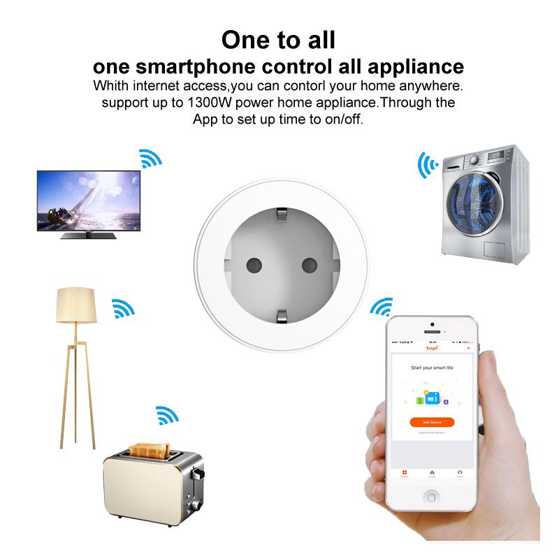 Germa Wi-fi Smart Power Socket Plug Eu Standard Power Monitor Timing Function Work Remote Control With Alexa And Google Home