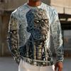 Monster Print Casual Men's Long-sleeved T-shirt Outdoor Vacation Round-neck Long-sleeved Spring and Autumn Clothing
