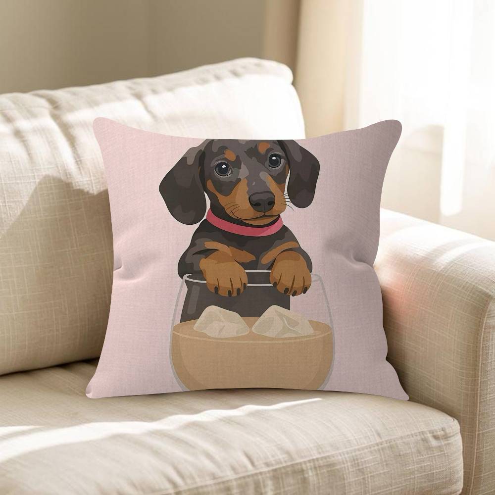 Cartoon Cute Dachshund Personalized Pillow Dust Cover Bedroom Kids Party Decoration Pillowcase Birthday Children Gift
