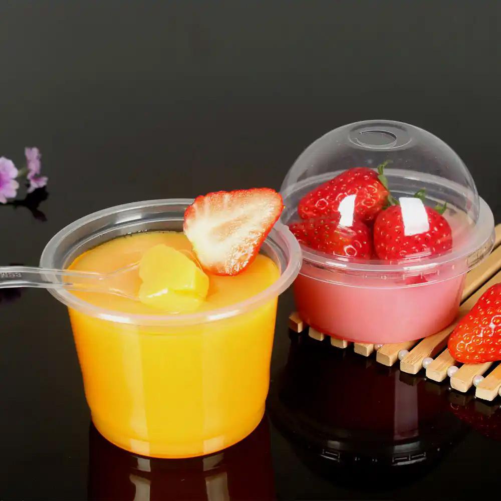 50pcs 250/300 ML Disposable Plastic Drink Cups Transparent Dessert Cups Yogurt Container Smoothie