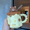 Rabbit Straw Mug Girl Heart Cup Cute Cartoon High Value Children's Water Cup Household Ceramic Cup with Lid