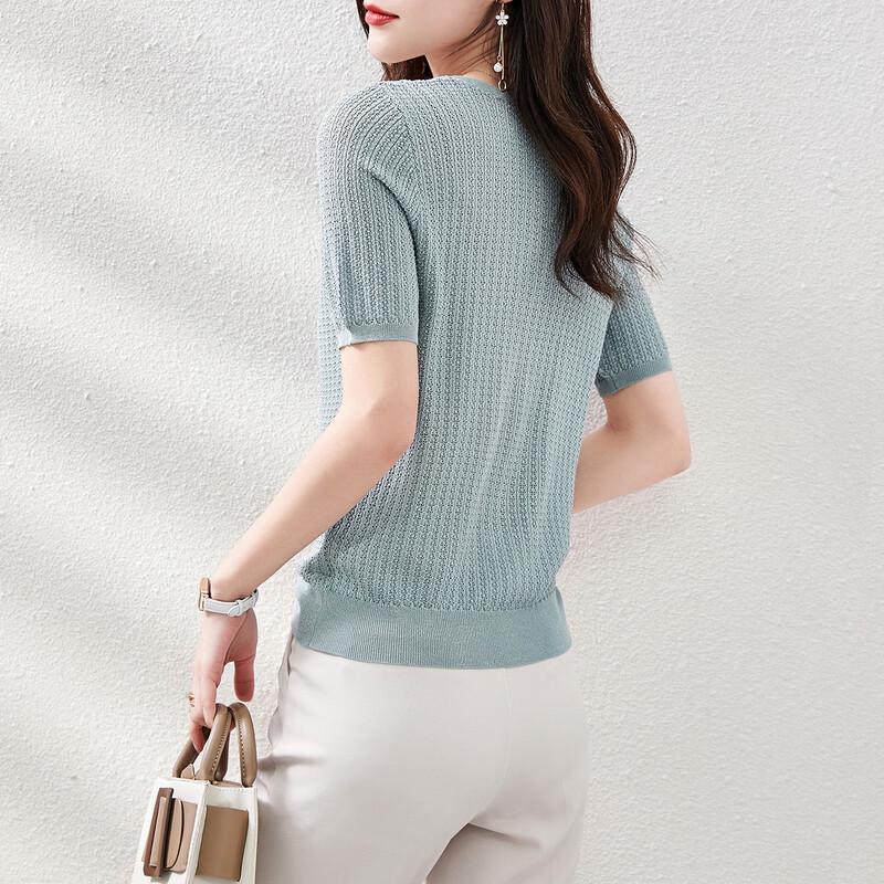 Srcr Women's Ice Silk Short Sleeve Knit Top