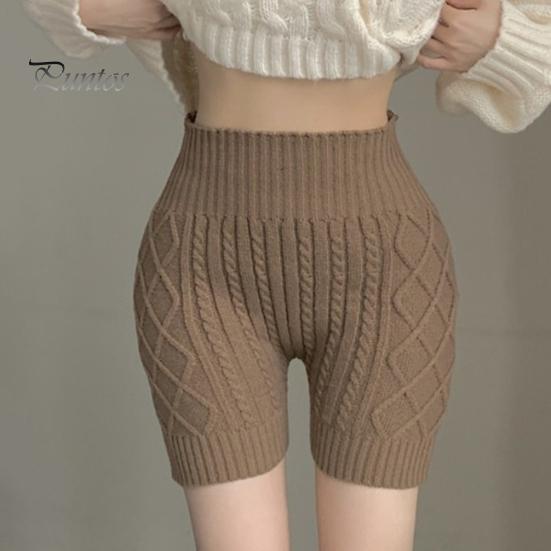 Γυναικεία Χειμερινά Σορτς Βάσης Πλεκτά Ψηλόμεσα Ελαστικά Μονόχρωμα Κρατούν Ζεστά Αντιεκθεσιακά Βασικά Σορτς για Καθημερινή Φορά στο Σπίτι Και Αλλού