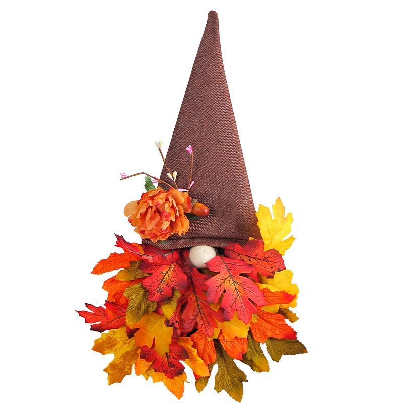 Fall Wreaths for Front Door Gnome Maples Leaf Wreath Thanksgiving Decoration