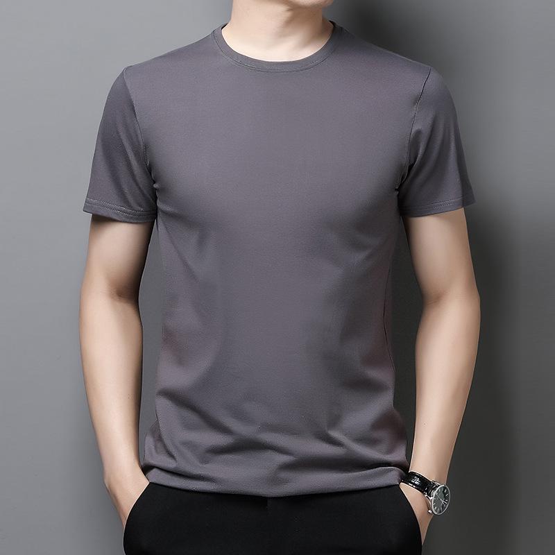 Men's Summer 2022 Pure Cotton Crew Neck T-shirt - Solid Color, Short Sleeve, Casual Fit