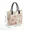  Vintage Floral Pattern Tote Bag Large Capacity Daily Use Canvas Shoulder Bag for Women