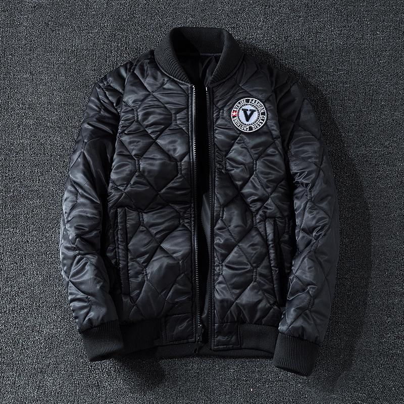 Men's Plus Size Reversible Winter Bomber Jacket - Extra Thick Cotton Baseball Style Coat