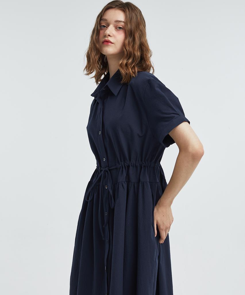 MANAVIS7 Pure Shirt Dress [Navy]