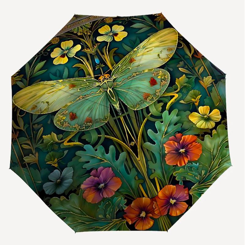 1PC Butterfly Flowers Automatic Open/Close Umbrella Compact Folding Umbrella with 8-Rib Shaft lightweight esign, Fashion Lovers1223A