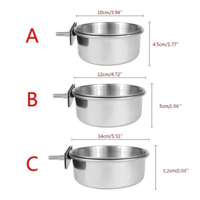 Stainless Steel Bird Food Box Cage Clamp Stainless Steel Disc Parrot Feeding Cup Bird Feeding Plate Removable Small Animal Birdc