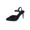Summer new temperament bag head sandals high-end sequins shallow mouth pointed large size women's shoes