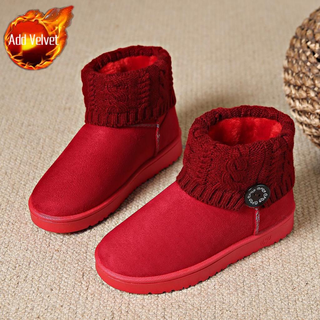 Fashion Round Toe Ladies Shoes Winter Flat Plush Women's Snow Boots Trend 2025 Novelty Fashion Footwear On Offer Hot Goth Padded Booties