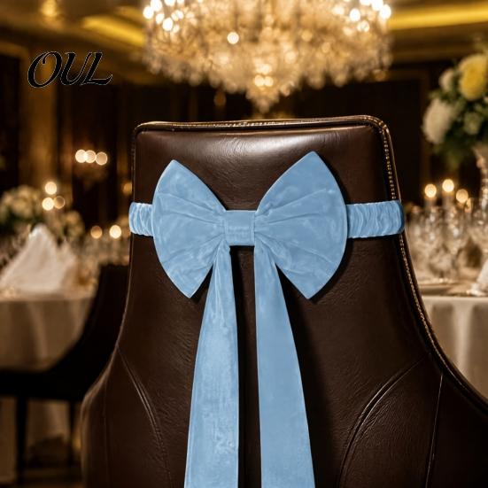 Elegantní šerpy na židle pro večeře, vínový samet s gumičkami, opakovaně použitelný mašle, dekorace na sváteční párty, zadní potah, ozdobná stuha, Vánoce