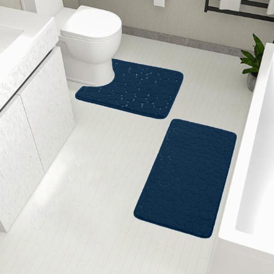 2ks/sada Koupelnová rohožka s reliéfním vzorem kamene Protiskluzová spodní koupelnová předložka Extra silná savá koupelnová rohož