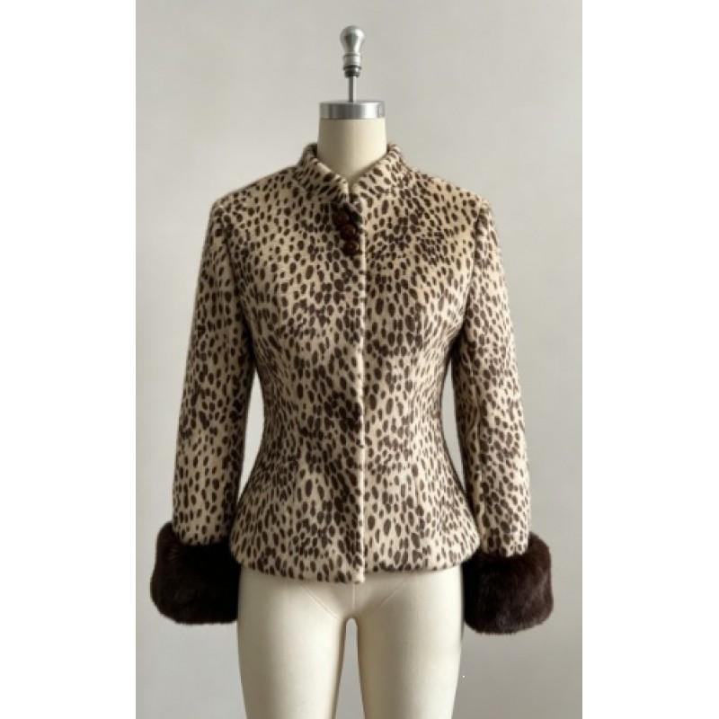 2026 Fall Winter Womens Retro Deer Faux Fur Stand Collar Short Jacket
