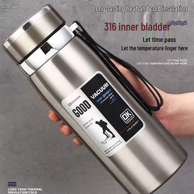 Stainless Steel Insulated Thermos Cup: Large Capacity, Portable for Tea & Water - Perfect for Men and Women, Ideal for Outdoor, Car, and Office Use