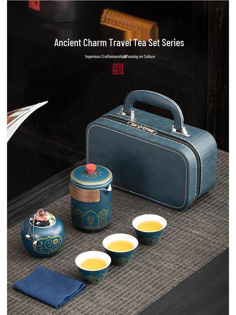 Portable Kung Fu Tea Set for Travel, Camping, and Business Gifts with Logo