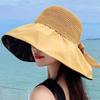 Summer  Women Bucket Hat Uv Protection Sun Hats Panama Cap Ponytail Caps