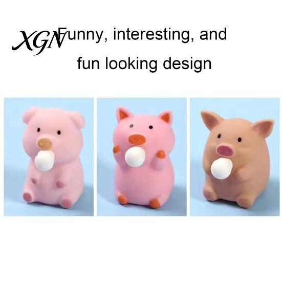 Pig Stress Reliever Bubble Blowing Squeeze Toy Relief Cartoon Sensory Soft Stretchy Animal Shape Home Office Desk Reusable Ball