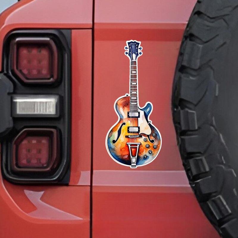 Adesivo per Auto Chitarra Acquerello Decalcomania in Vinile Impermeabile Finestrino Posteriore Moto Camper Paraurti Camion Decorazione Laptop TM185
