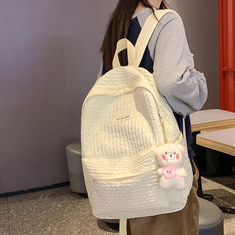 School Bag College Student Girl Primary School Student Solid Color Backpack Middle School Student High Quality Fashion Junior High School