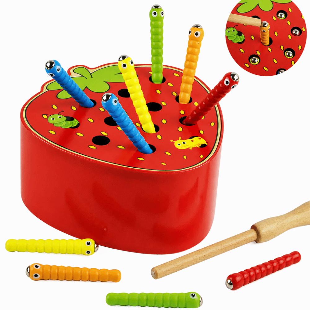 Wooden Catching Worms Game Color Sorting Educational Apple Game For Toddlers