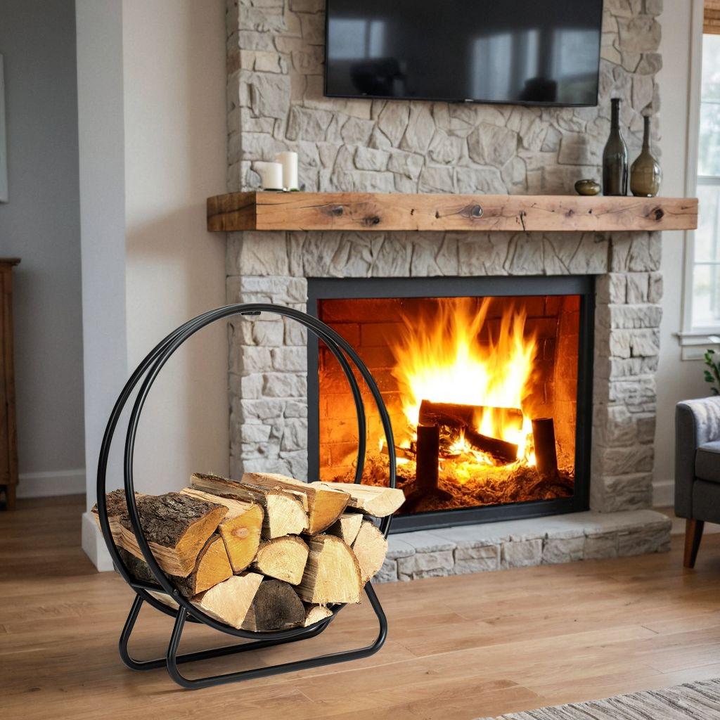 Hobro Black Metal Firewood Rack Wheel