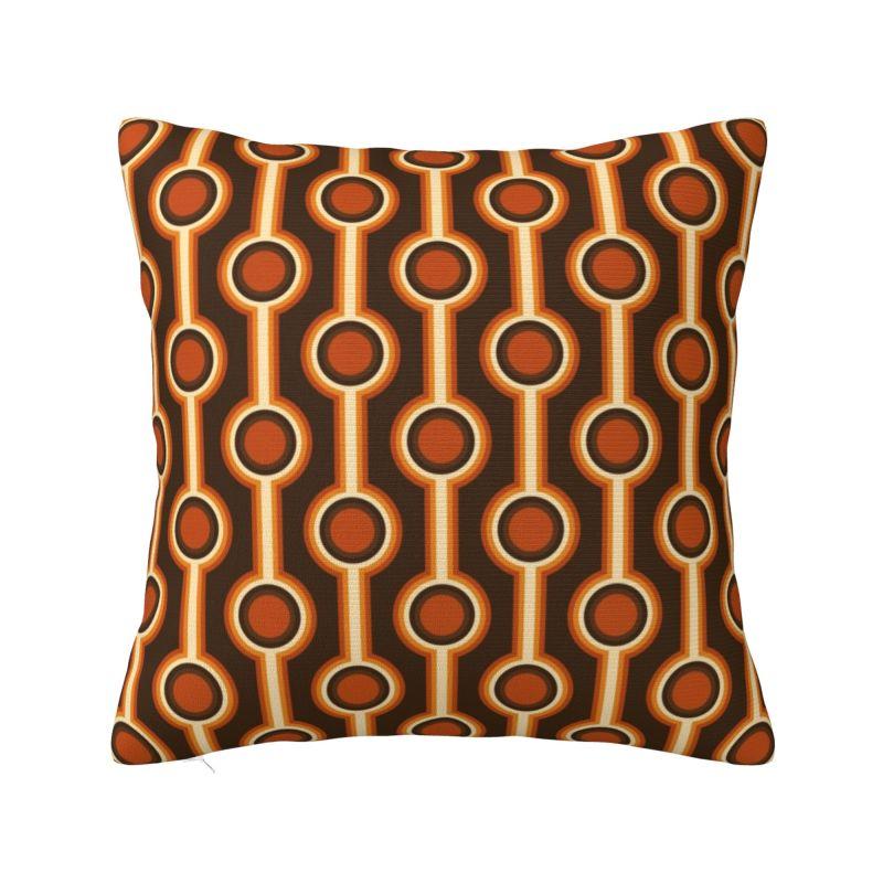 

Custom 70s Pattern Retro Inustrial In Orange And Dark Brown Cushion Cover Modern Geometric Soft Nordic Pillow Living Room 30x30cm 12x12in