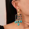 Green Water Drop Ethnic Style Tassel Earrings Turquoise Earrings Pendant  Lady Gifts