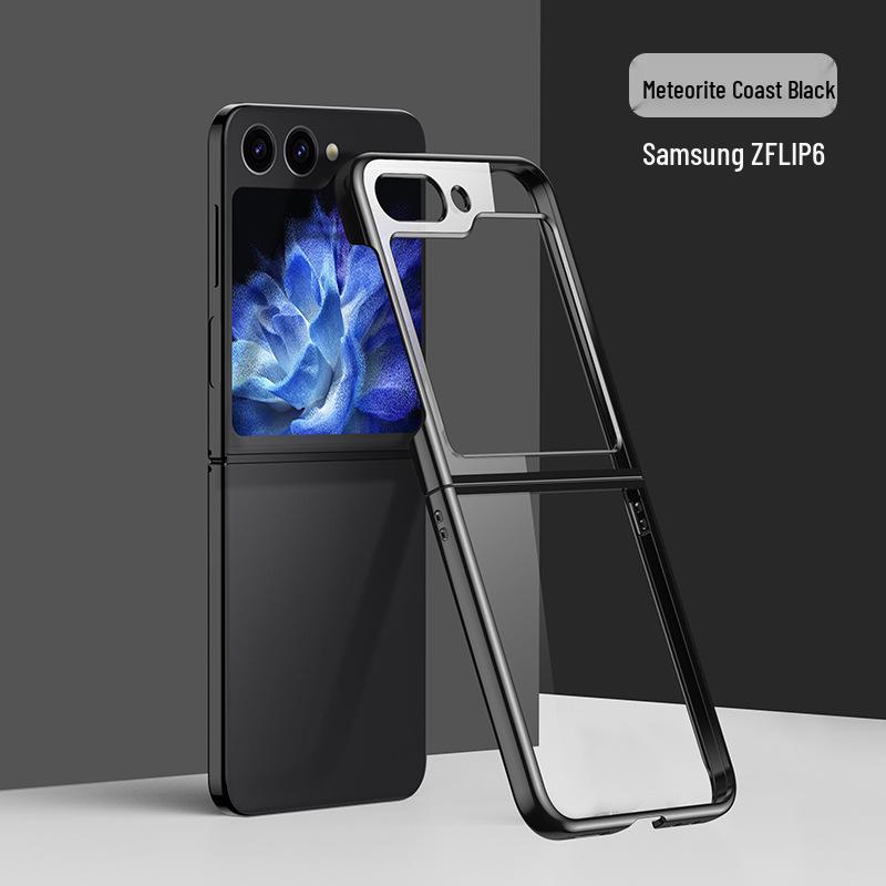 Samsung Z Flip Phone Case - Two-Section, Transparent, Electroplated, Ultra-Thin, Drop-Proof, for Models 5/6/7, Screen Protective.