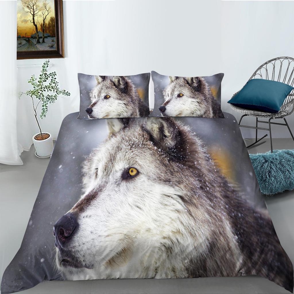 Wolf Series 3D Digital Printed Polyester Bedding Two-Piece Set Of Three Pieces