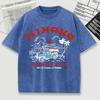 Premium Beer Print Snow Wash T Shirt Man Summer Comfortable Washed Tees Casual Loose Shortwear Soft Cotton Clothes