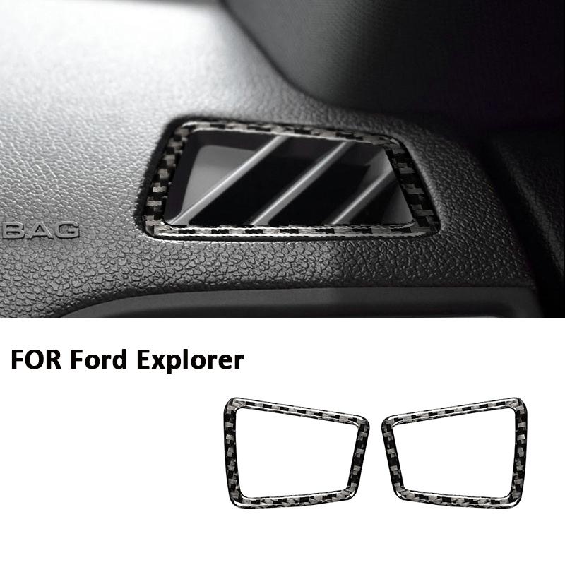 

2PCS For Ford Explorer Carbon Fiber Auto Interior trument Panel Frame Air Outlet Dash Vent Modification Decoration Sticker чорний