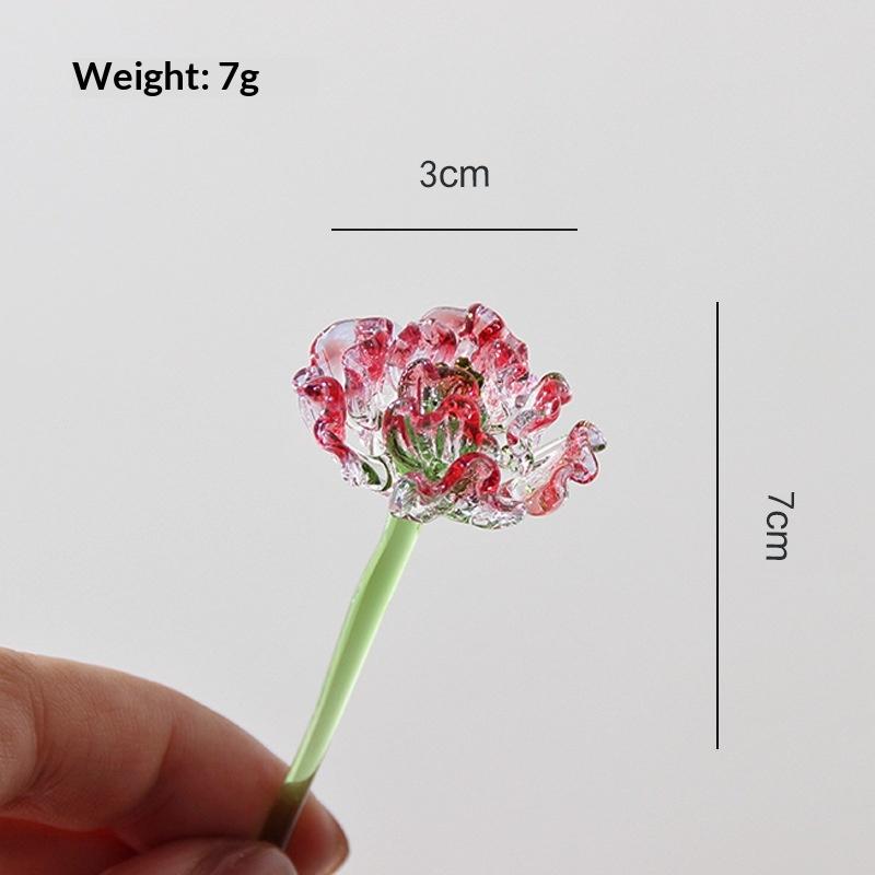 Handmade Glass Mini Flower Ornament Art Glass Artificial Flower With Small Vase Tabletop Decoration For Home Desktop Gift