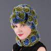 Rex Rabbit Rose Hat and Flower Scarf Set Specializing In the Production of Rex Rabbit Scarf Hat Two-piece Adult Hat