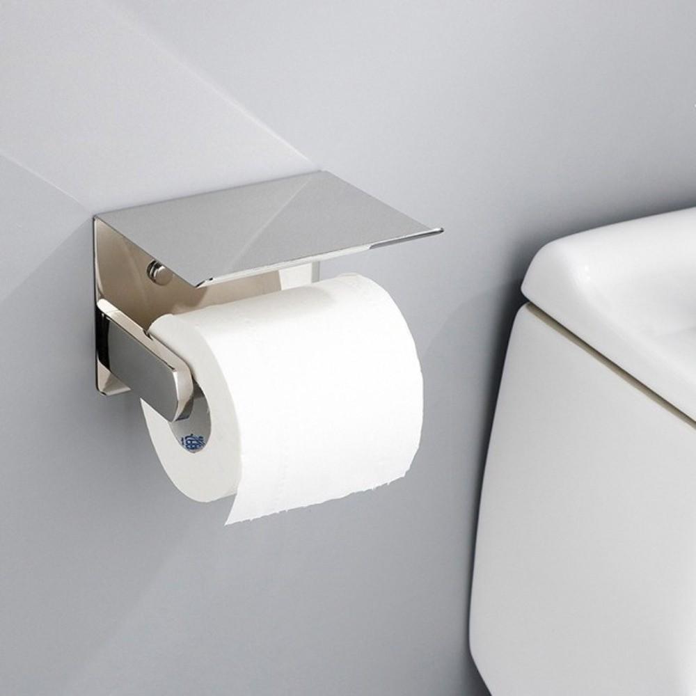 Wall Mount Toilet Paper Holder Stainless Steel Toilet Paper Rack Cell Phone Holder Bathroom Use